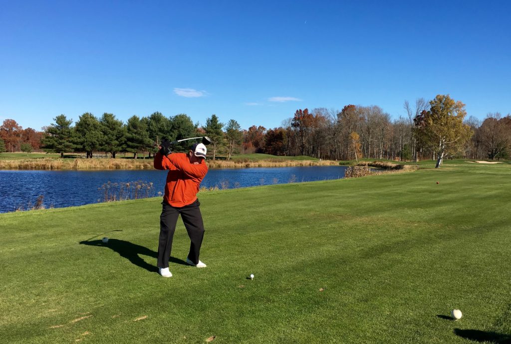 Stinky Golfer Jim trying to stay frustration free on the golf course in 2016 (photo by Greg D'Andrea)